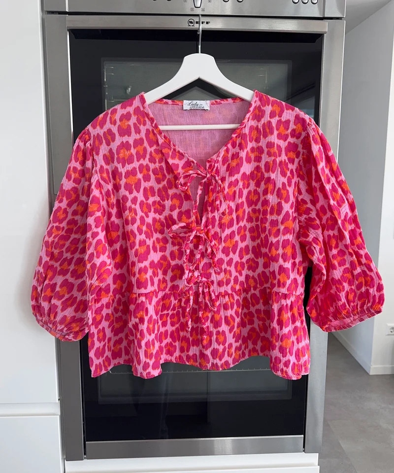 Musselin Bluse Elora Leo Pink