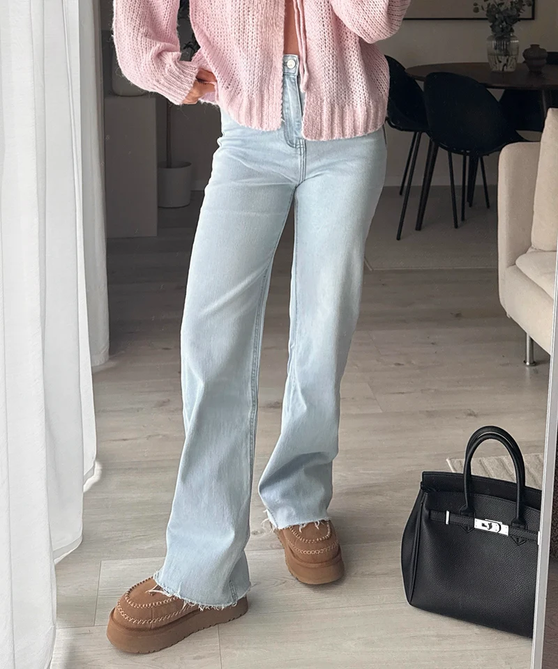 Stretch Wide Leg Jeans Sydney Hellblau