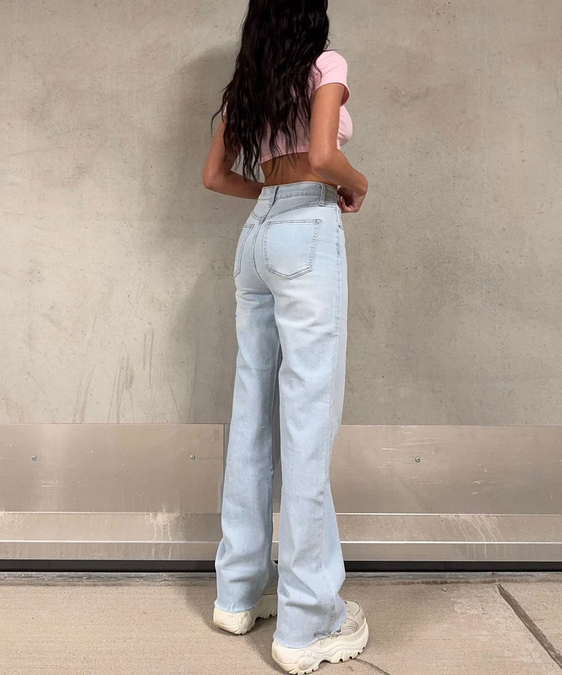 Stretch Wide Leg Jeans Sydney Hellblau