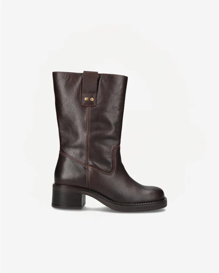 BIAMARY MID PULL ON BOOT PULL UP LEATHER | Brown