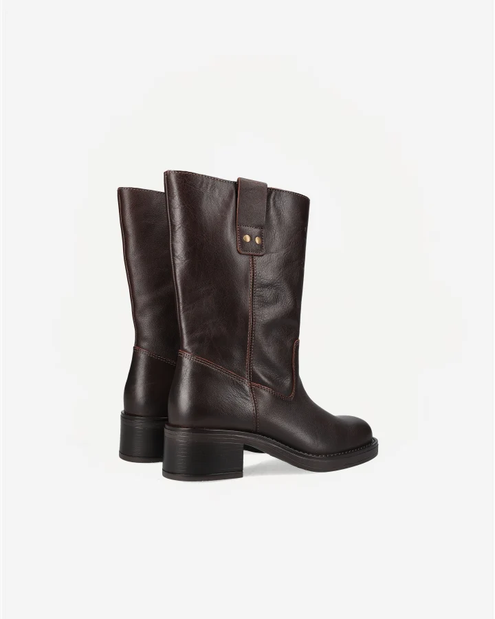 BIAMARY MID PULL ON BOOT PULL UP LEATHER | Brown