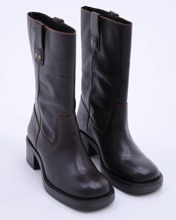 BIAMARY MID PULL ON BOOT PULL UP LEATHER | Brown