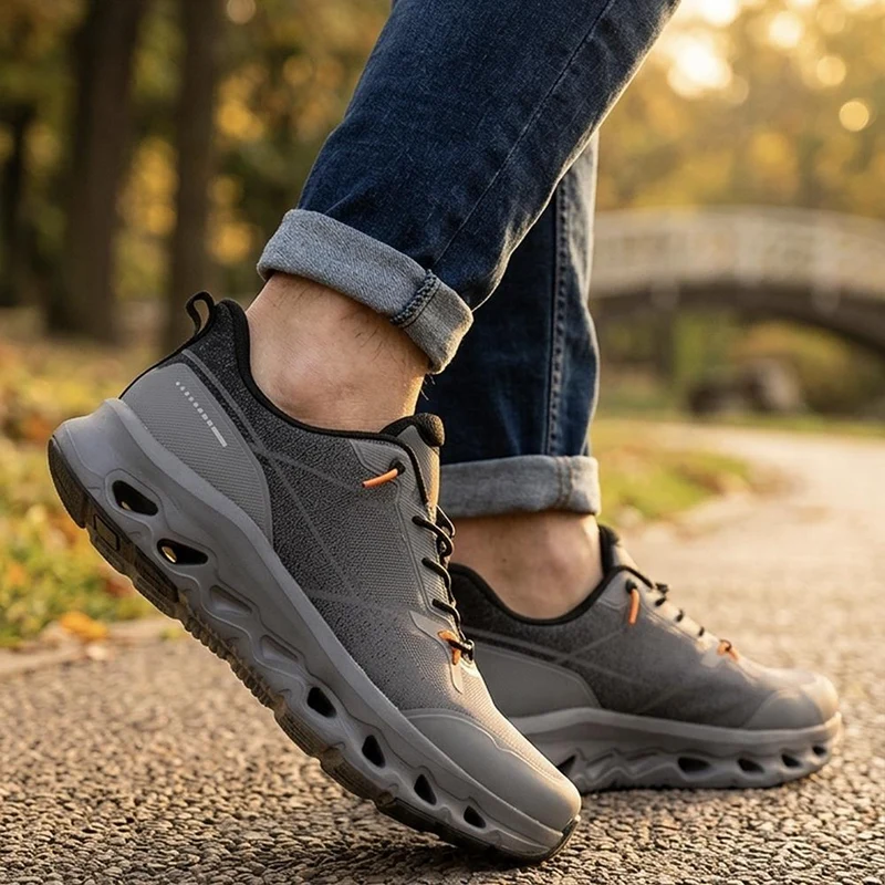 Wide Fit Memory Foam Sporty Trainers - BOJIE44003 / 330 185 - Dark Grey