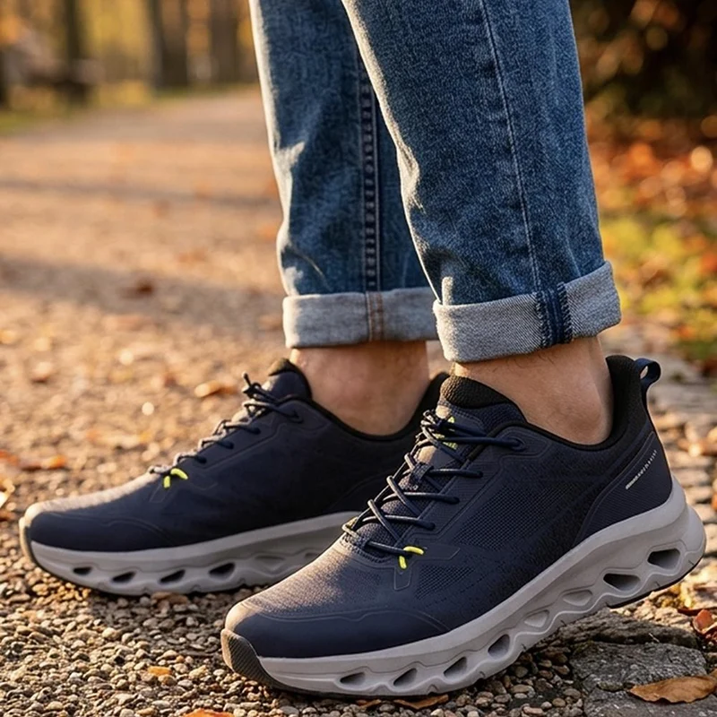 Wide Fit Memory Foam Sporty Trainers - BOJIE44003 / 330 185 - Navy