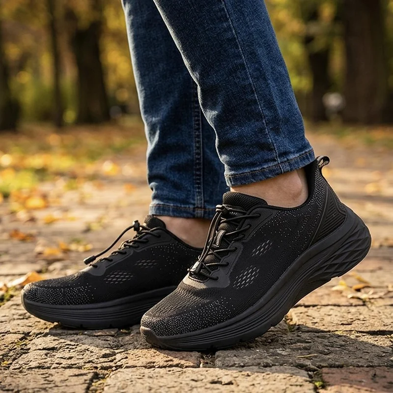 Wide Fit Sporty Bungee Lace Trainers - BOJIE44010 / 330 186 - Black-Black