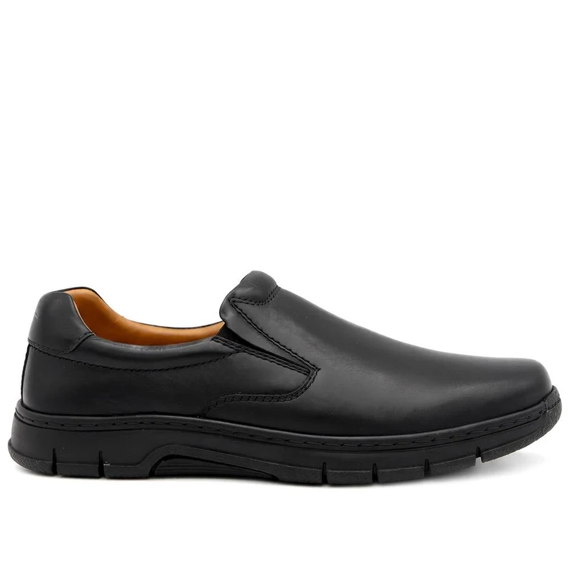 Wide Fit Leather Smart Slip On Shoes - PRFEM44015 / 330 422 - Black