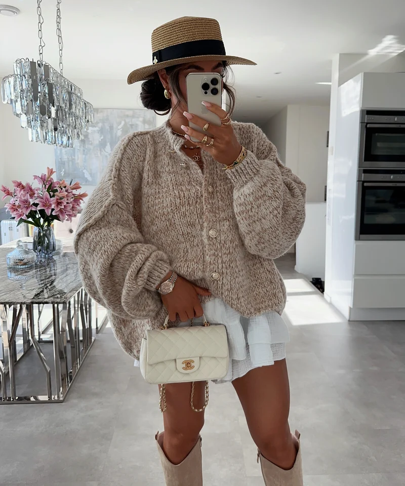 Oversize Strickjacke Isa Camel