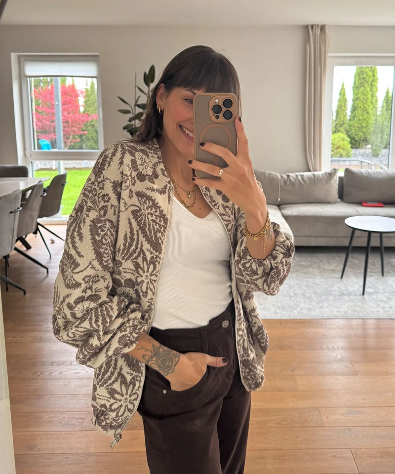Jacke Flower Braun