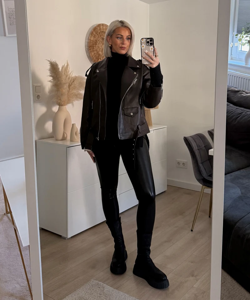 Lederjacke Valea Dunkelbraun