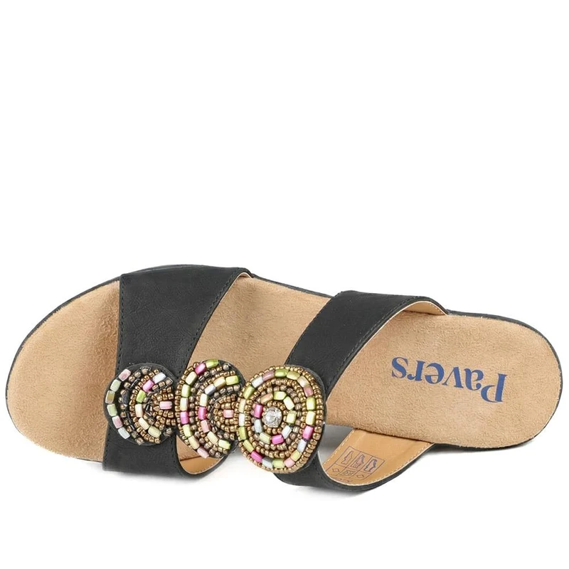 Wedge Heel Jewelled Sandals - WBINS43087 / 329 160 - Black