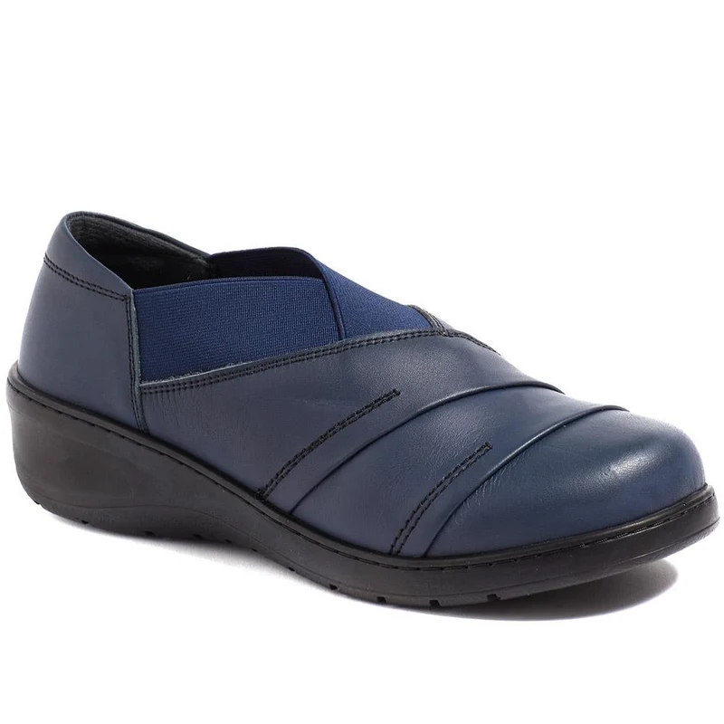 Extra-Wide Fit Slip On Shoes - MEGHAN / 320 189 - Navy