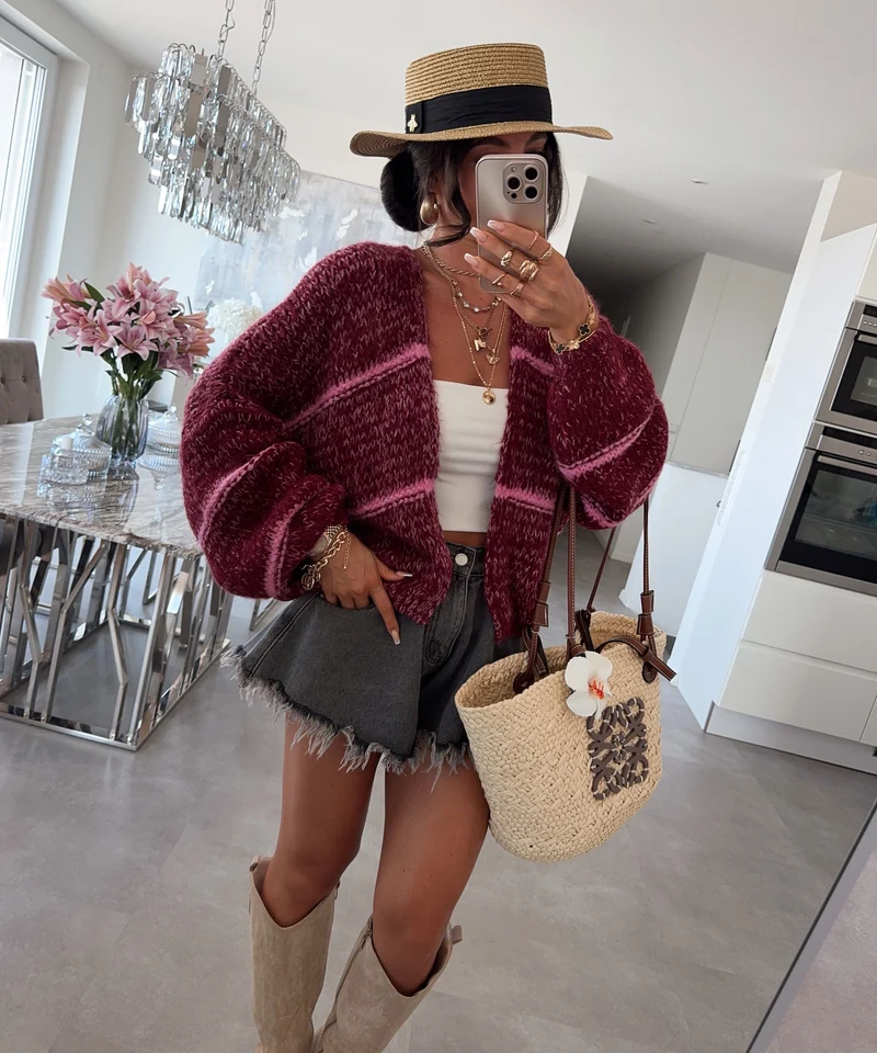 Strickjacke Fay Weinrot