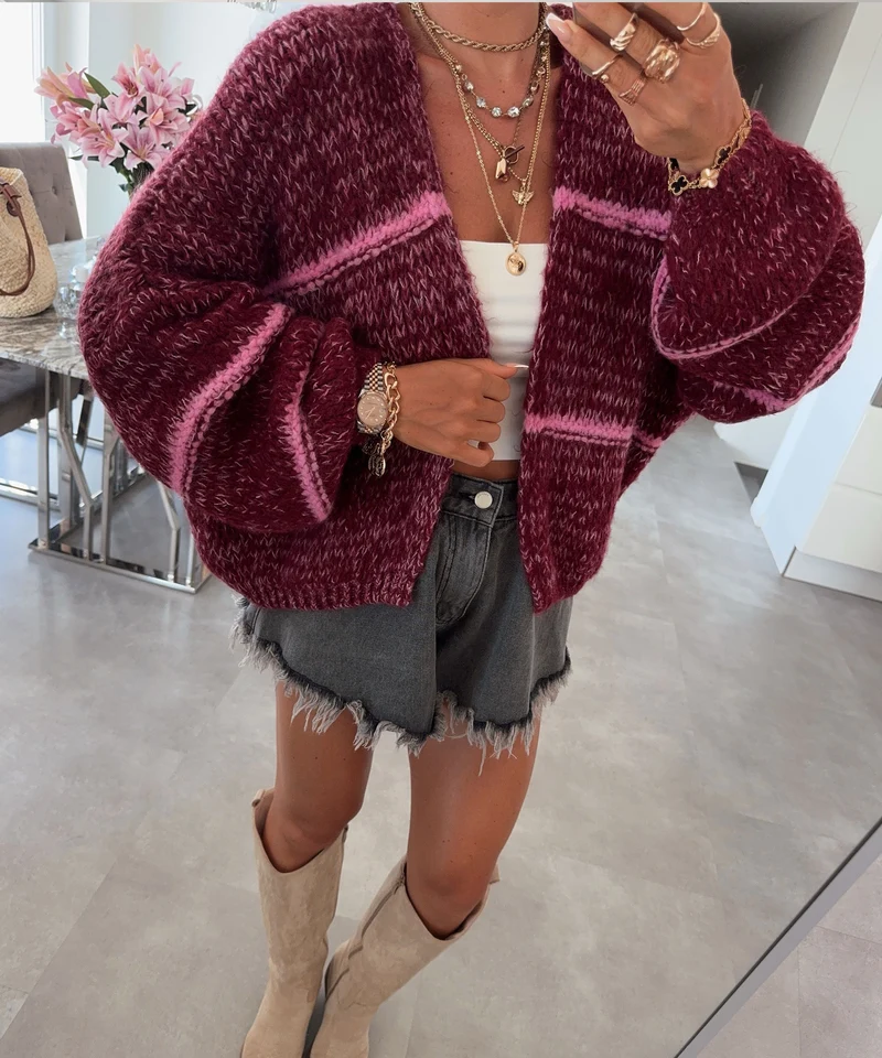 Strickjacke Fay Weinrot