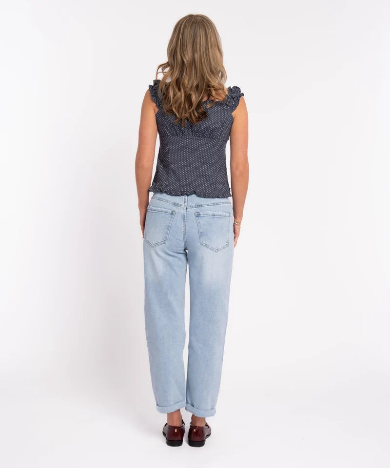 Stretch Mom Jeans Leava Blau