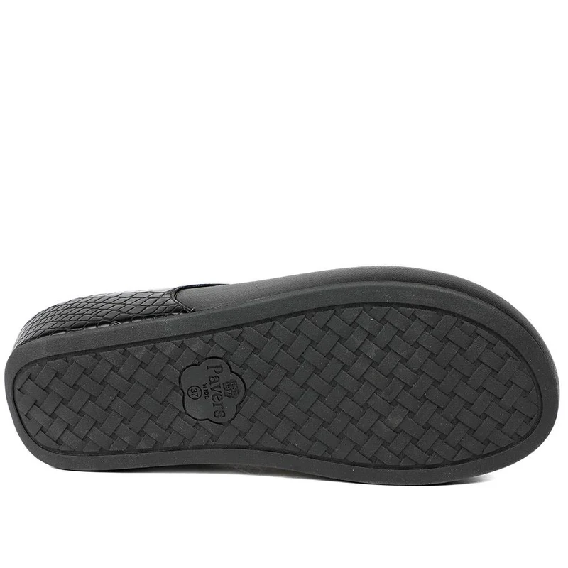 Wide Fit Toe Post Wedge Sandals - BAIZH43063 / 329 466 - Black Croc