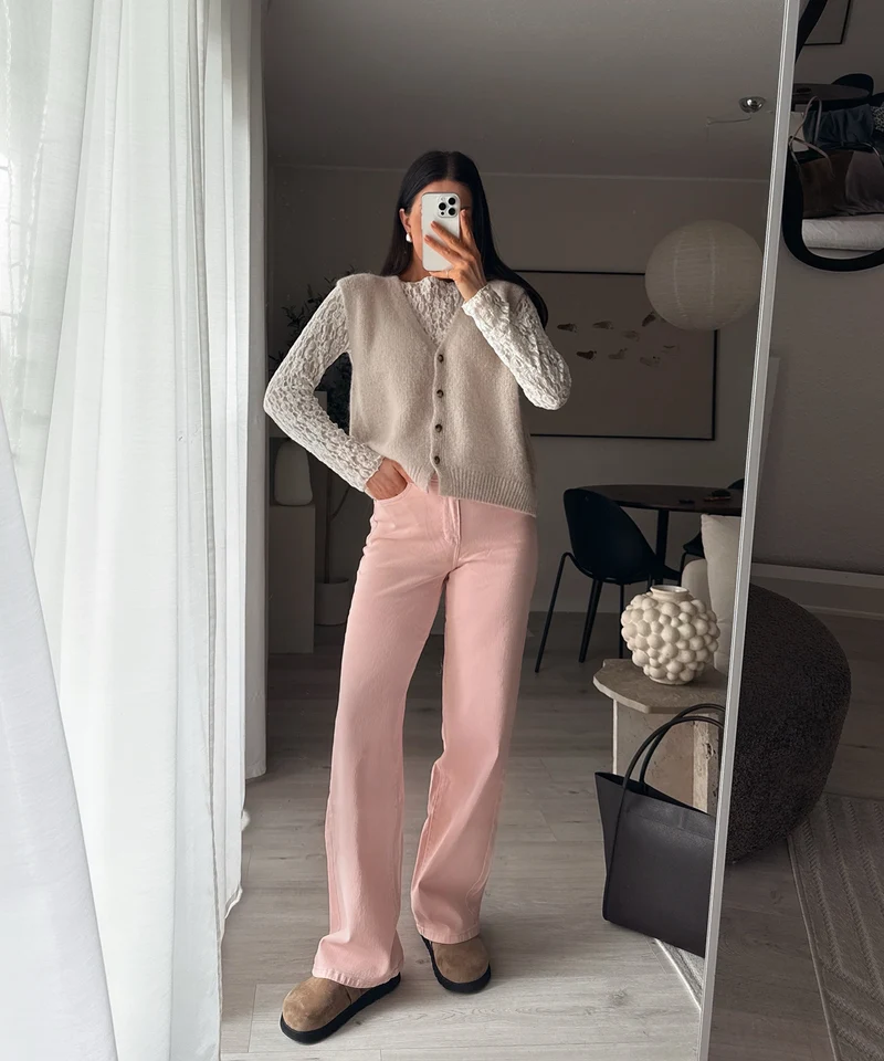 Stretch Straight Leg Jeans Stefo Rosa