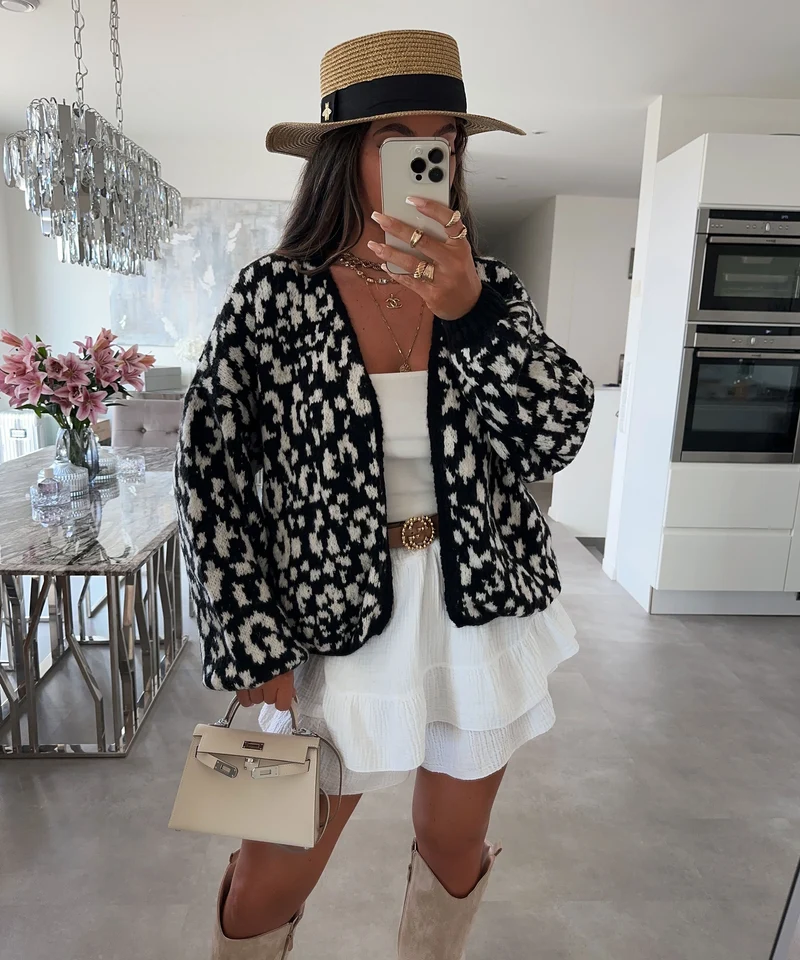 Cardigan Lira Schwarz Beige