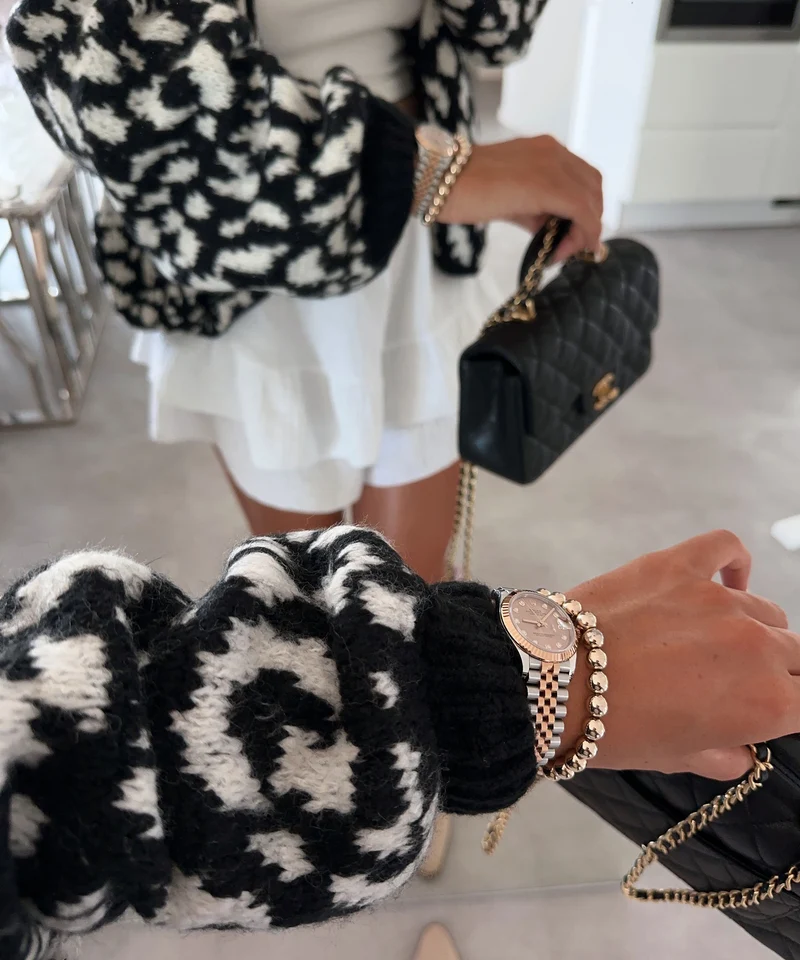 Cardigan Lira Schwarz Beige