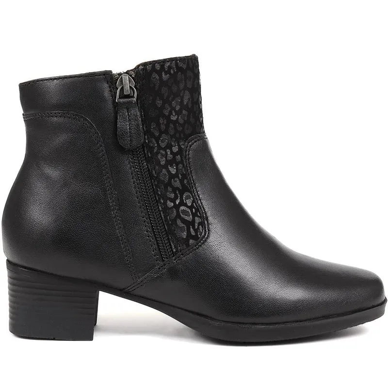 Polished Leather Heeled Ankle Boots - NAP38007 / 324 195 - Black