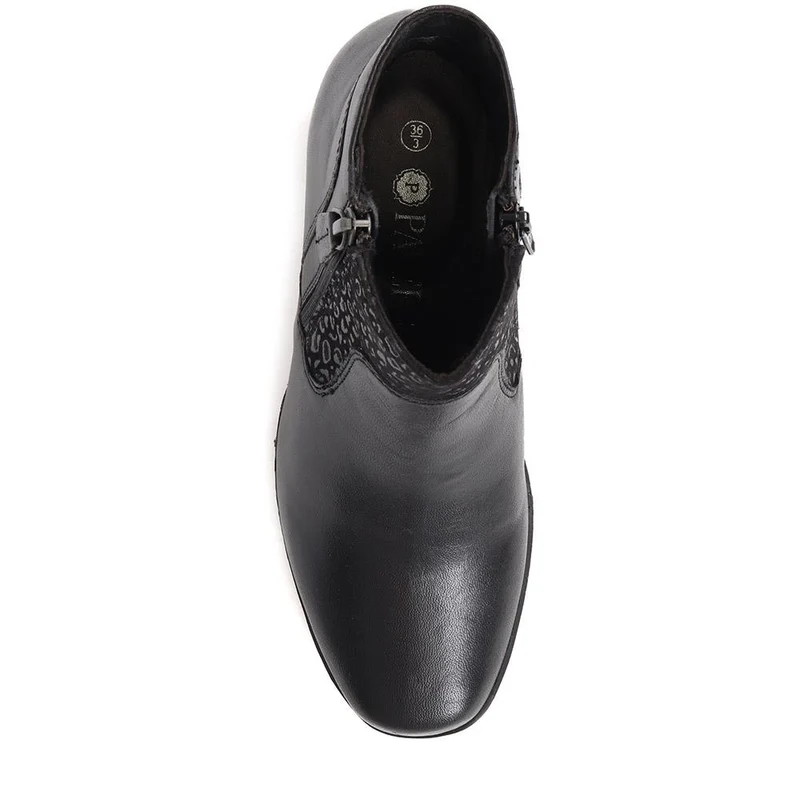 Polished Leather Heeled Ankle Boots - NAP38007 / 324 195 - Black