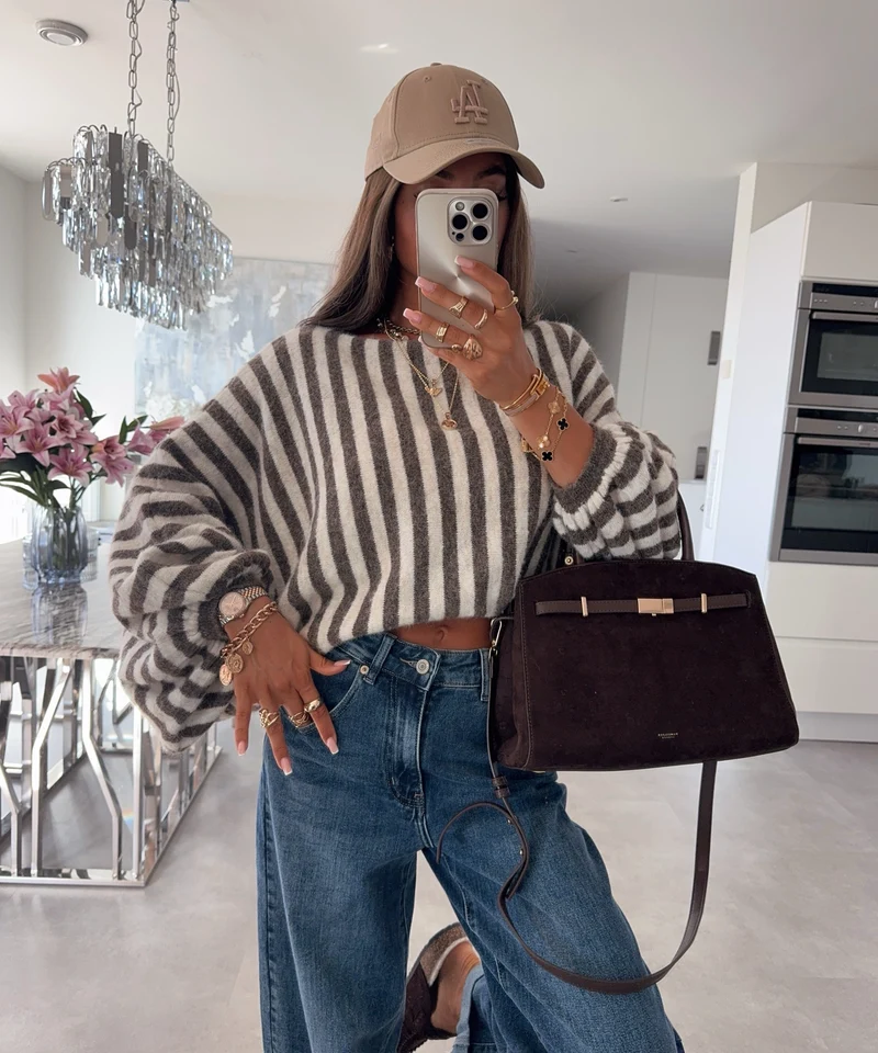 Gestreifter Pullover Lova Braun Beige