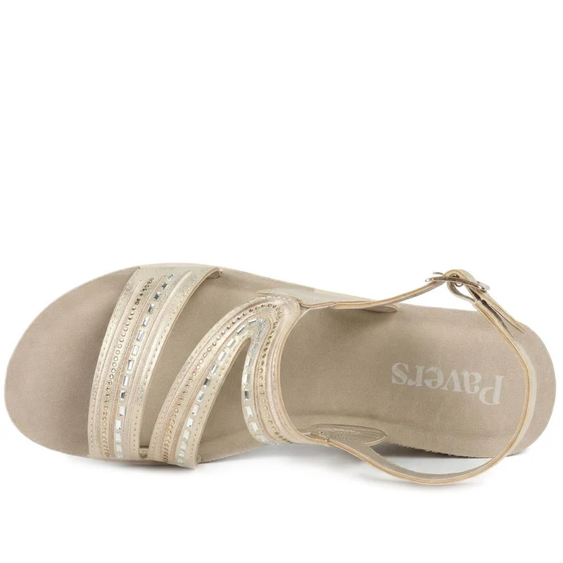 Wedge Heeled Buckle Fasten Sandals - INB43012 / 329 269 - Gold