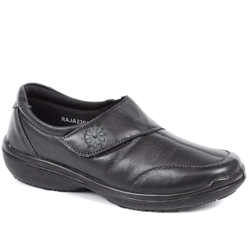 Wide Fit Leather One-Touch-Fasten Monk Shoes - RAJA2305 / 307 957 - Black