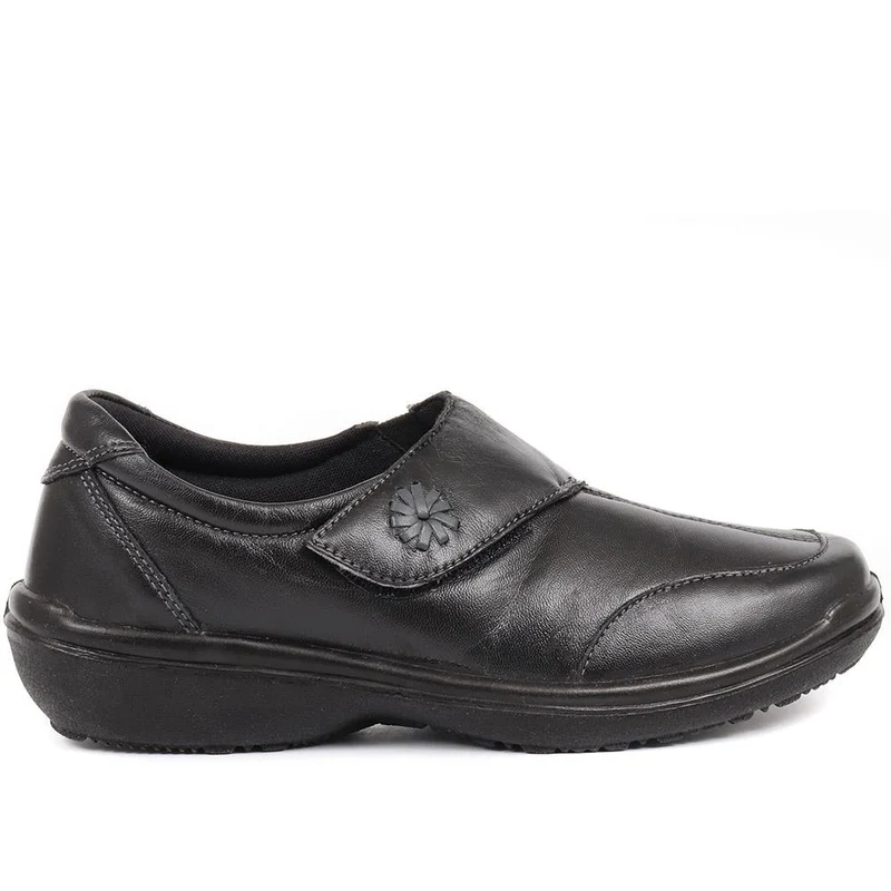 Wide Fit Leather One-Touch-Fasten Monk Shoes - RAJA2305 / 307 957 - Black