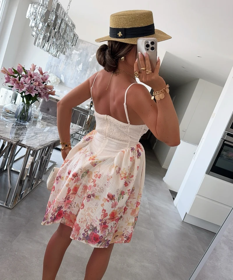 Midi Baumwoll-Leinen Kleid Noé Beige