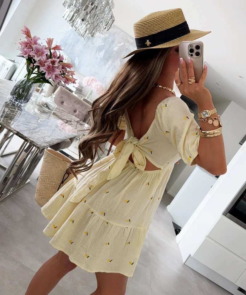 Musselin Kleid Mirah Zitrone Gelb