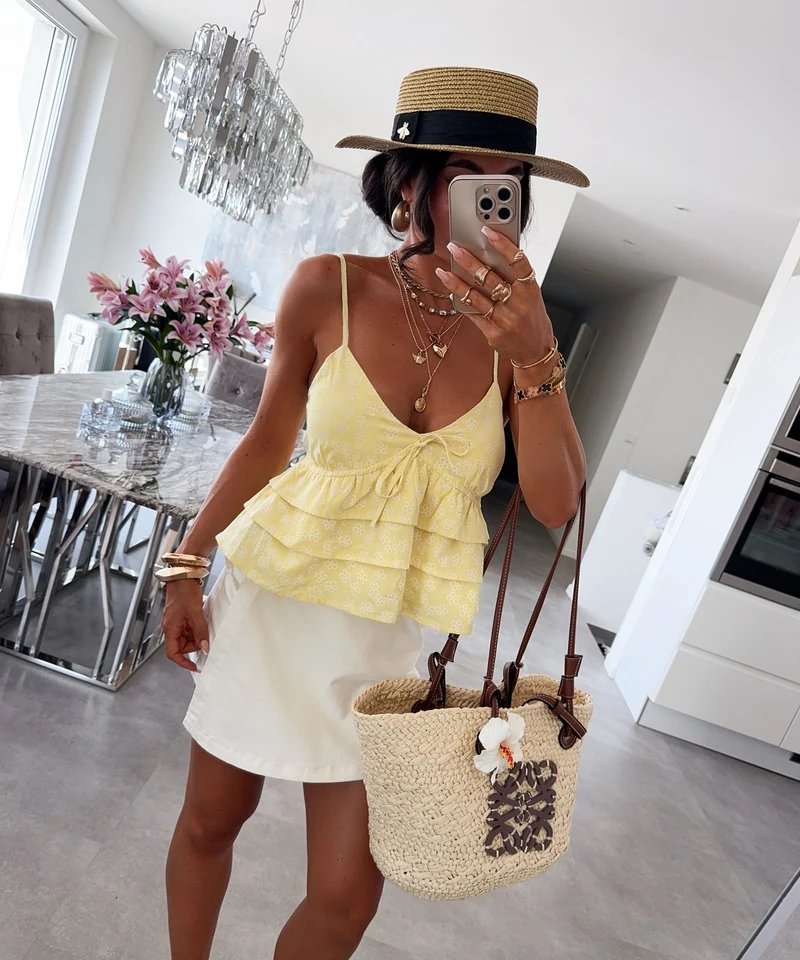 Leinen Top Nilia Gelb