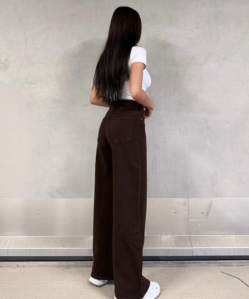 Wide Leg Stretch Jeans Zasu Dunkelbraun