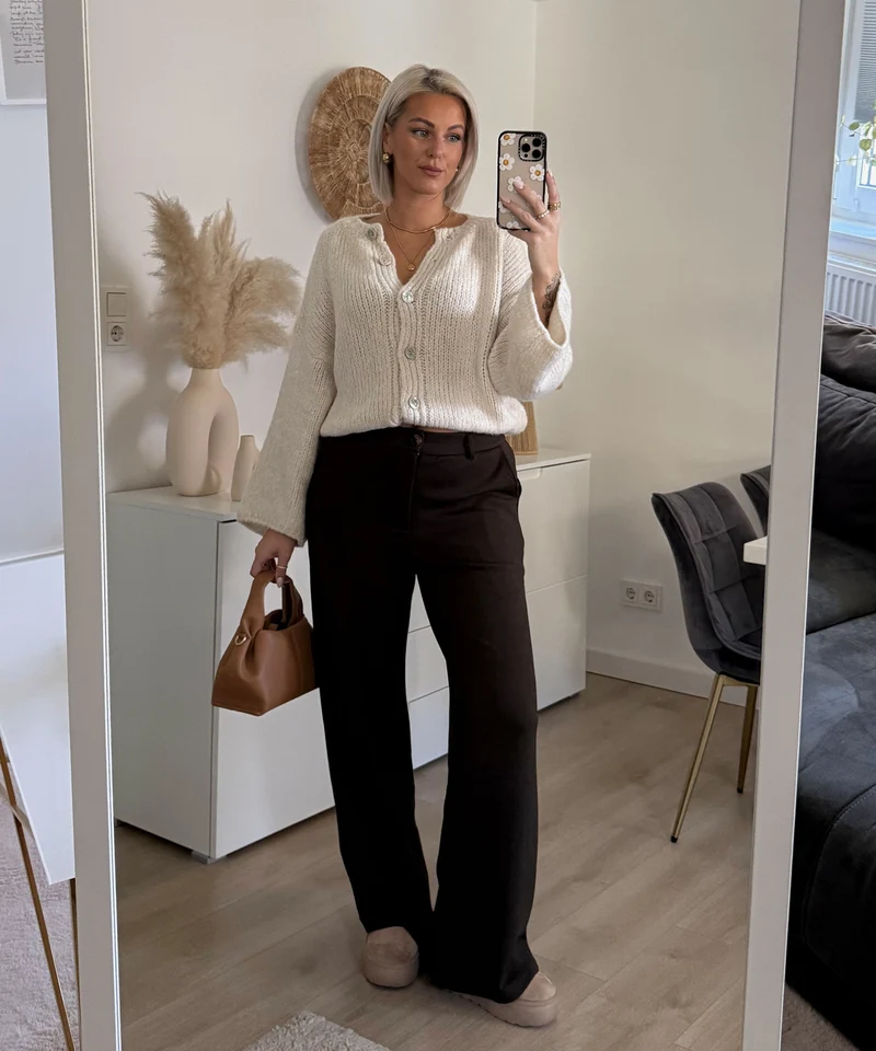 Wide Leg Stretch Jeans Zasu Dunkelbraun