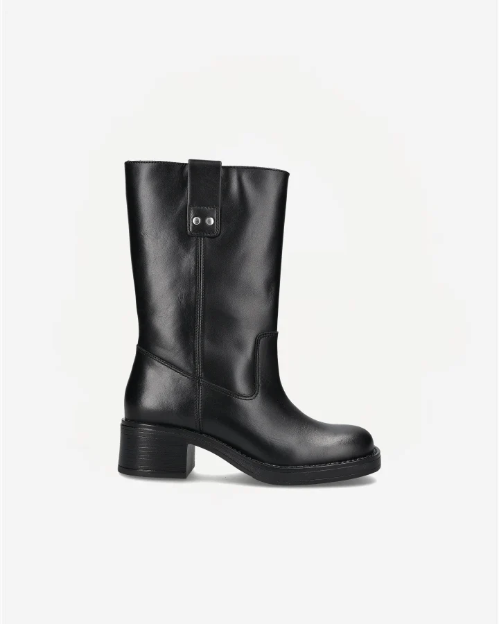 BIAMARY MID PULL ON BOOT SMOOTH LEATHER | Black