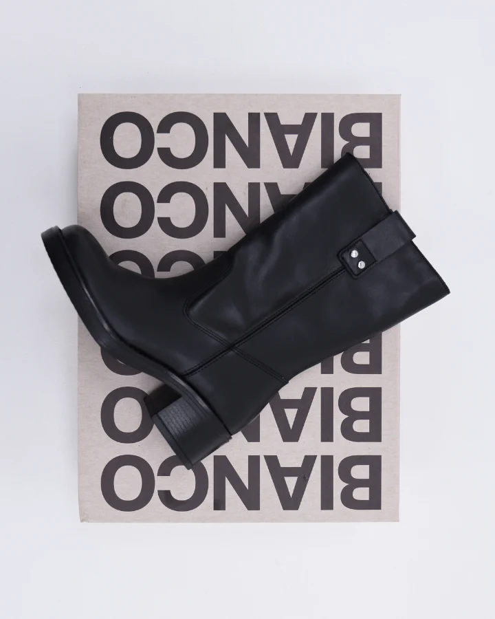 BIAMARY MID PULL ON BOOT SMOOTH LEATHER | Black