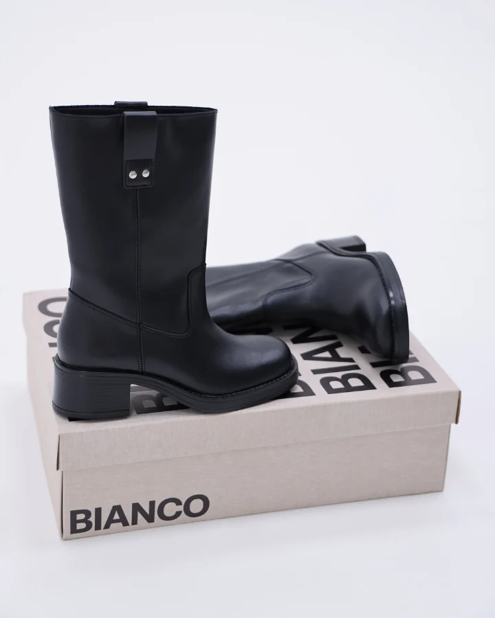 BIAMARY MID PULL ON BOOT SMOOTH LEATHER | Black