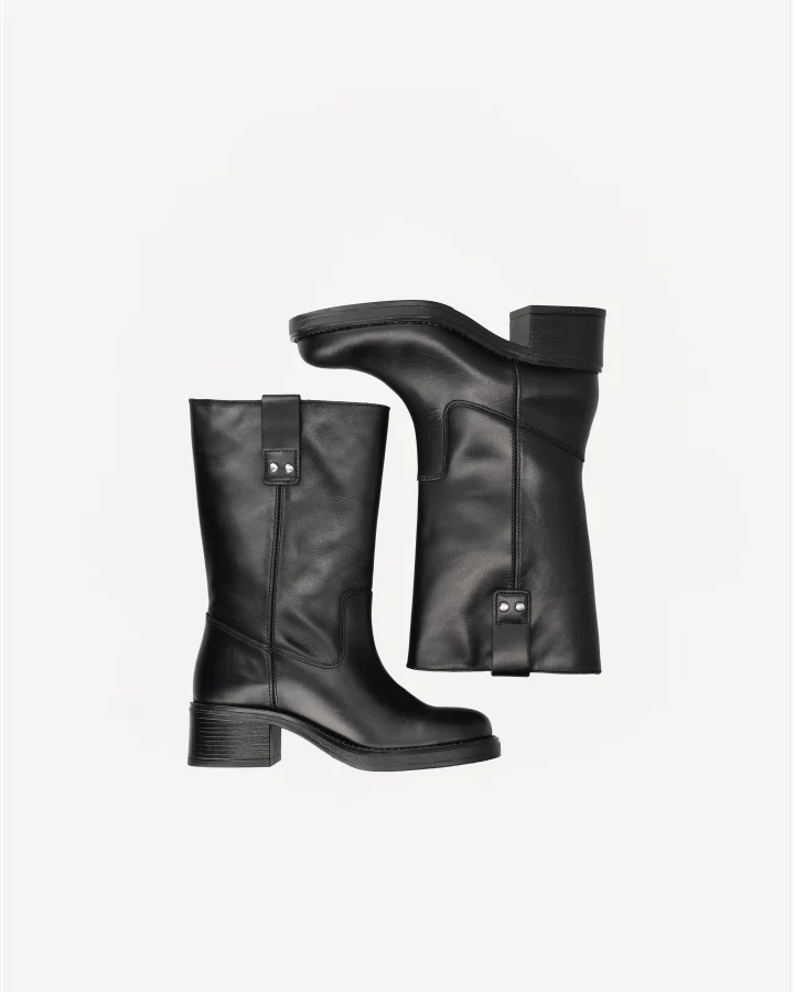BIAMARY MID PULL ON BOOT SMOOTH LEATHER | Black