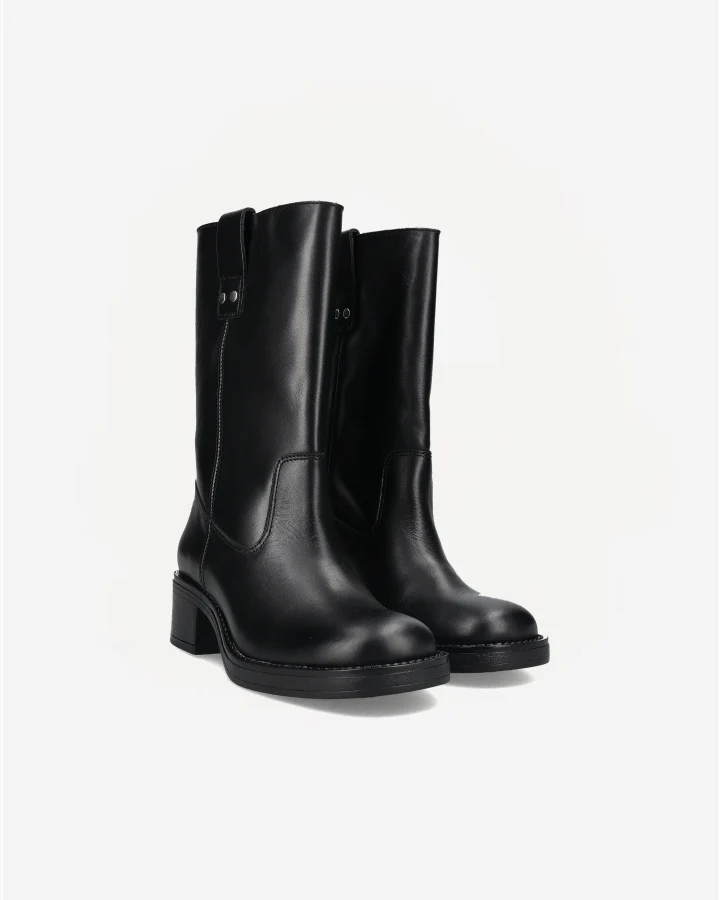 BIAMARY MID PULL ON BOOT SMOOTH LEATHER | Black
