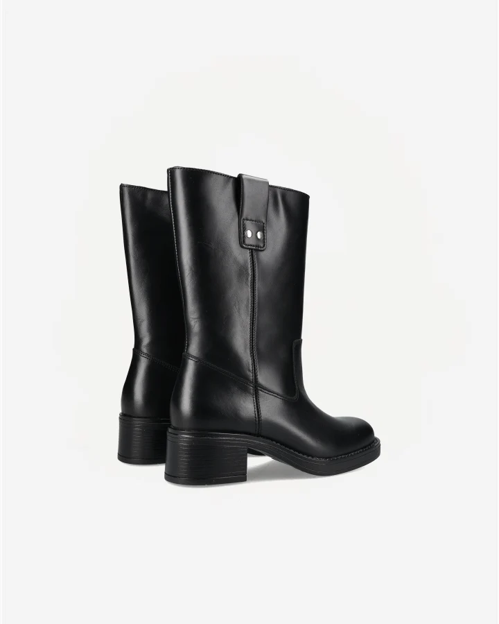 BIAMARY MID PULL ON BOOT SMOOTH LEATHER | Black