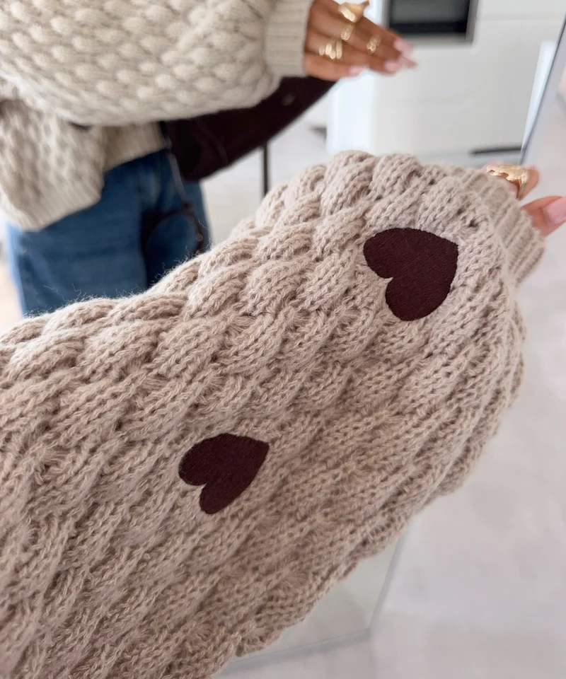 Herzchen Pullover Peya Taupe
