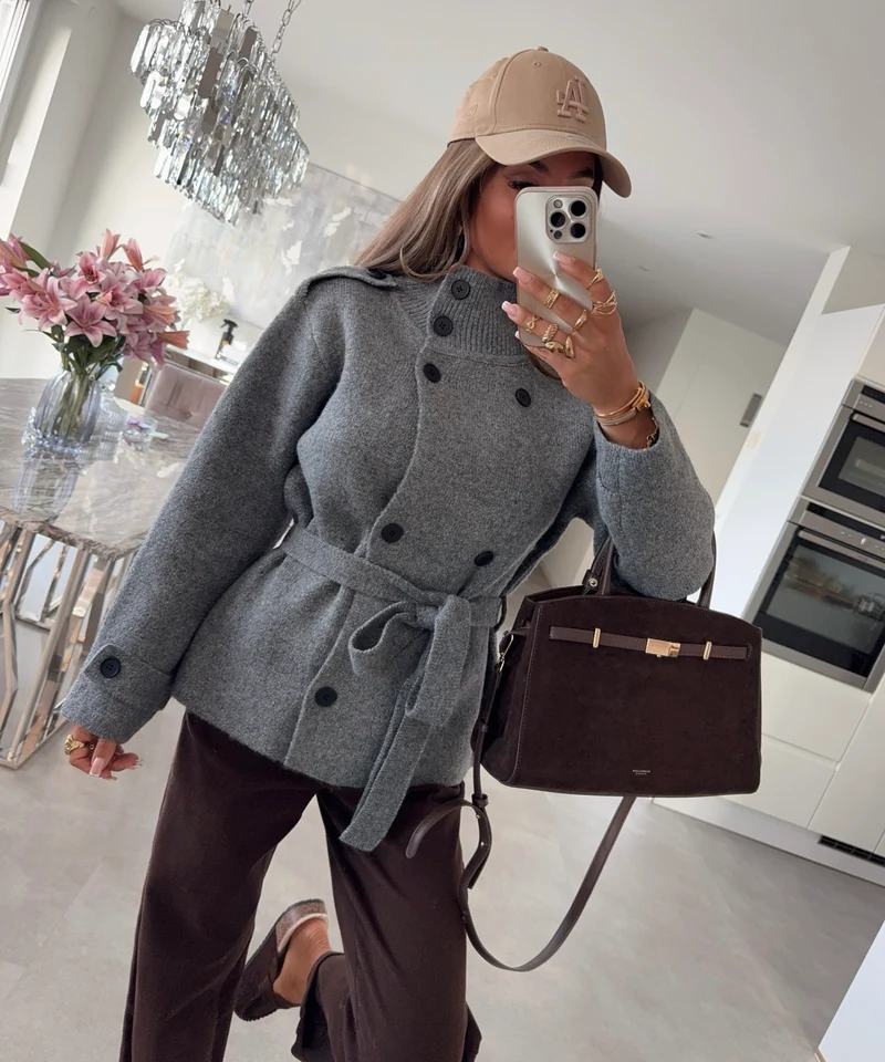 Strick Jacke Ilyria Dunkelgrau
