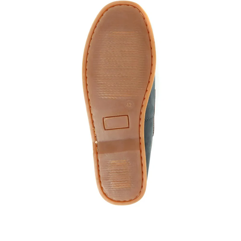 Wide Fit Leather Boat Shoes - SHAFI35003 / 321 523 - Navy Tan