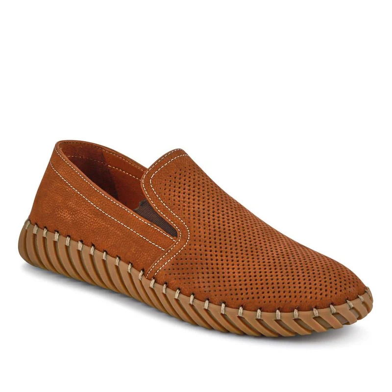 Men's Casual Leather Slip-On Shoes - OZIL41000 / 326 847 - Tan