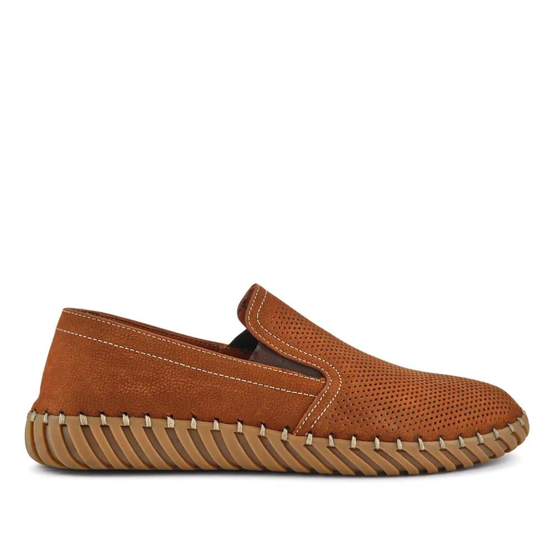Men's Casual Leather Slip-On Shoes - OZIL41000 / 326 847 - Tan