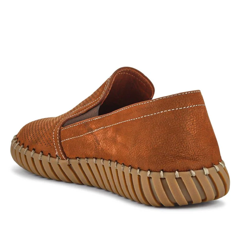 Men's Casual Leather Slip-On Shoes - OZIL41000 / 326 847 - Tan