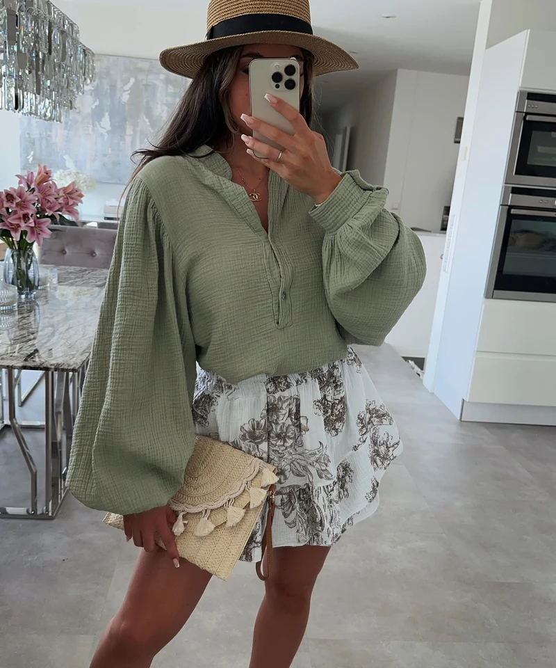 Musselin Hosenrock Alexis Beige Weiß