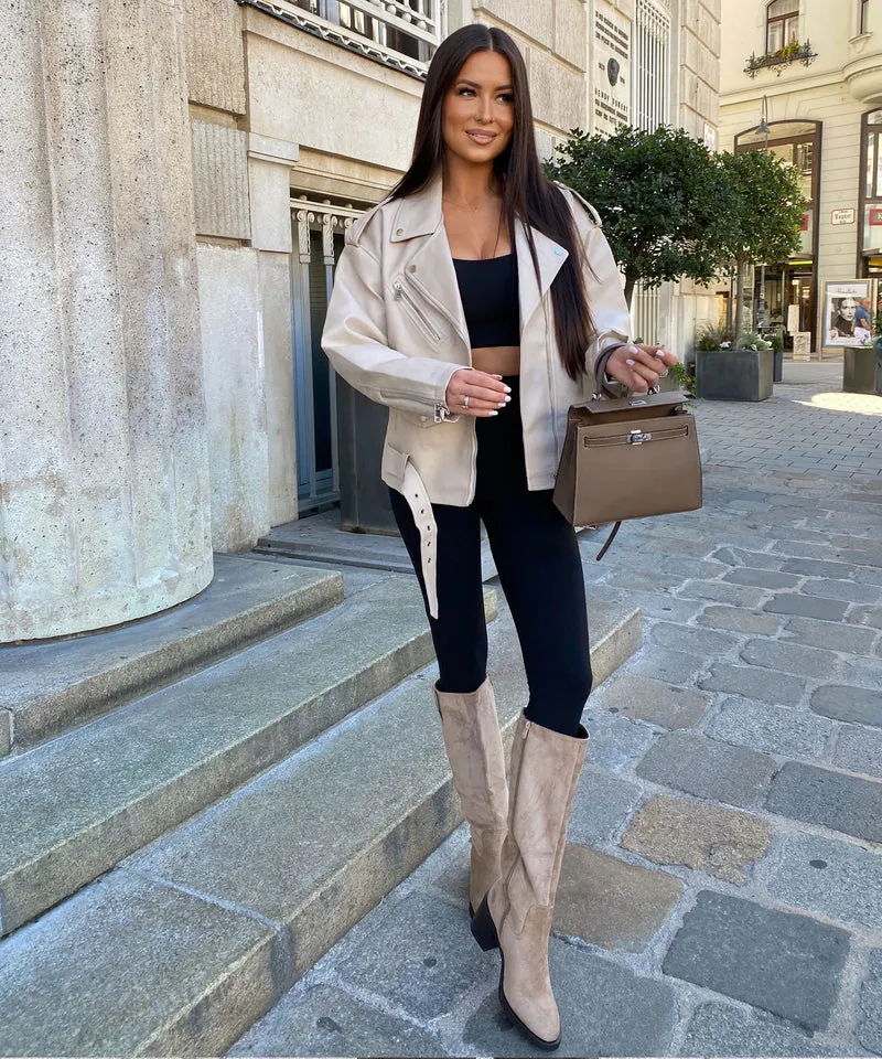 Lederjacke Valea Beige