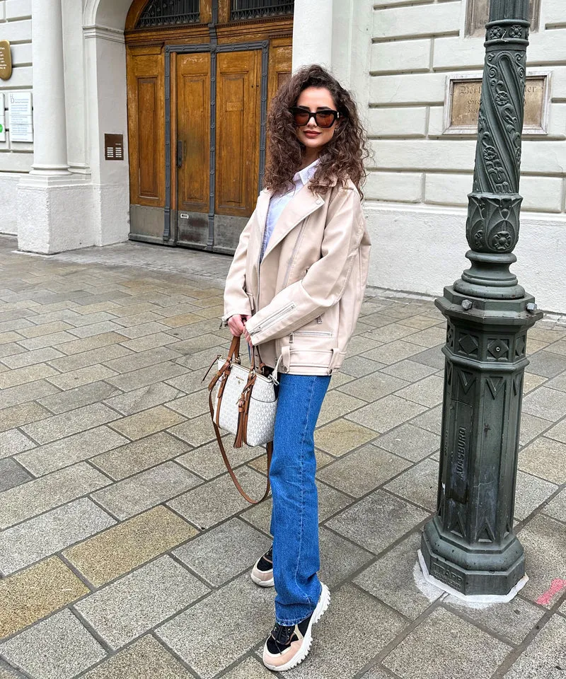 Lederjacke Valea Beige