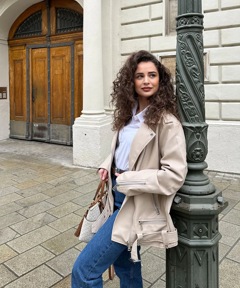 Lederjacke Valea Beige