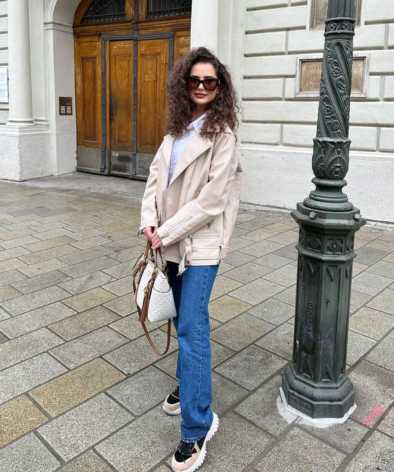 Lederjacke Valea Beige
